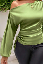Load image into Gallery viewer, Drawstring One Shoulder Long Sleeve Blouse