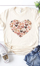 Load image into Gallery viewer, Watercolor Hearts Earthy Pink & Brown Graphic Tee