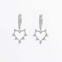 Load image into Gallery viewer, 925 Sterling Silver Inlaid Zircon Heart Dangle Earrings