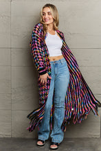 Cargar imagen en el visor de la galería, Multicolored Open Front Fringe Hem Cardigan