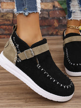 Cargar imagen en el visor de la galería, Contrast Round Toe Buckle Sneakers