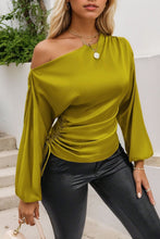 Load image into Gallery viewer, Drawstring One Shoulder Long Sleeve Blouse