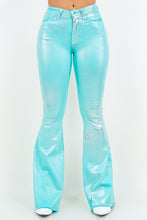 Load image into Gallery viewer, Metallic Bell Bottom Jean in Turquoise - Inseam 32