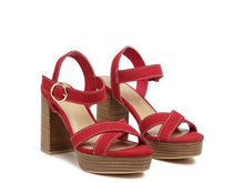 Cargar imagen en el visor de la galería, RAG&CO CHOUPETTE SUEDE LEATHER BLOCK HEELED SANDAL