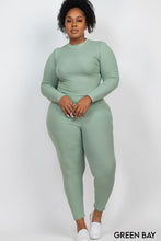 Load image into Gallery viewer, Plus Ribbed Mock Neck Long Sleeve Top&Leggings Set
