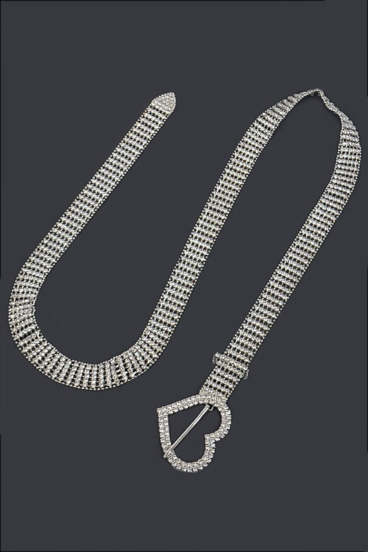 Heart Buckle Rhinestone Belt