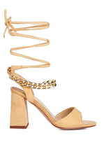 Cargar imagen en el visor de la galería, GONE GURL CHAIN DETAIL TIE UP BLOCK HEELS