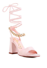 Cargar imagen en el visor de la galería, GONE GURL CHAIN DETAIL TIE UP BLOCK HEELS