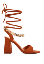 Cargar imagen en el visor de la galería, GONE GURL CHAIN DETAIL TIE UP BLOCK HEELS