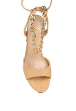 Cargar imagen en el visor de la galería, GONE GURL CHAIN DETAIL TIE UP BLOCK HEELS
