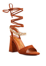 Cargar imagen en el visor de la galería, GONE GURL CHAIN DETAIL TIE UP BLOCK HEELS