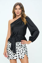 Load image into Gallery viewer, Stretch Satin One Shoulder Formal Top with Tie