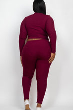 Load image into Gallery viewer, Plus Ribbed Mock Neck Long Sleeve Top&Leggings Set