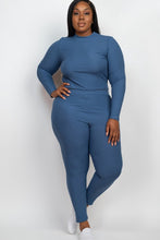 Load image into Gallery viewer, Plus Ribbed Mock Neck Long Sleeve Top&Leggings Set