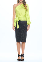 Load image into Gallery viewer, Stretch Satin One Shoulder Formal Top with Tie