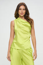 Load image into Gallery viewer, Silky Satin One Shoulder Ruched Top