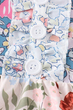 Cargar imagen en el visor de la galería, Navy floral print ruffle buttons girl bubble