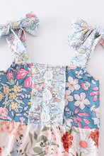 Cargar imagen en el visor de la galería, Navy floral print ruffle buttons girl bubble