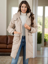Cargar imagen en el visor de la galería, Long Sleeve Longline Hooded Winter Coat with Pockets