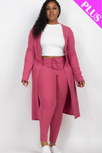 Load image into Gallery viewer, Plus Size Ribbed Long Cardigan & Leggings Set