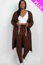 Load image into Gallery viewer, Plus Size Ribbed Long Cardigan & Leggings Set