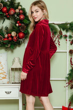 Load image into Gallery viewer, Button down Velvet long sleeve dress