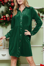 Load image into Gallery viewer, Button down Velvet long sleeve dress