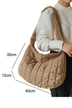 Load image into Gallery viewer, Beige Quilted Zipper Large Jennie  Shoulder Bag