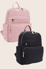 Load image into Gallery viewer, Blush or Black Lux Backpack with Gold Zipper Bag