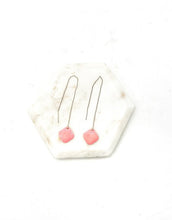 Load image into Gallery viewer, Pink Peach Diamond Threader Minimalist Earrings