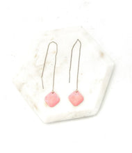 Load image into Gallery viewer, Pink Peach Diamond Threader Minimalist Earrings