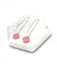 Load image into Gallery viewer, Pink Peach Diamond Threader Minimalist Earrings