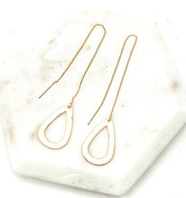 Load image into Gallery viewer, White Gold Teardrop Threader Minimalist Earrings