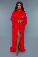 Load image into Gallery viewer, Glamour Boa Feather Trim Robe