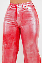 Load image into Gallery viewer, Metallic Wide Leg Jean in Red