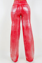 Load image into Gallery viewer, Metallic Wide Leg Jean in Red