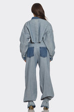 Load image into Gallery viewer, Cropped Contrast Denim Set