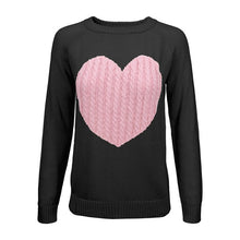 Load image into Gallery viewer, Love Heart Jacquard Round Neck Pullover Sweater