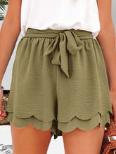 Load image into Gallery viewer, Tied Layered Scalloped Hem Shorts