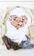 Load image into Gallery viewer, Watercolor Hearts Earthy Pink & Brown Graphic Tee