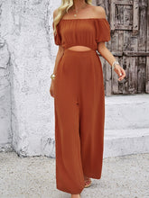 Load image into Gallery viewer, Cutout Off Shoulder Wide Leg Jumpsuit