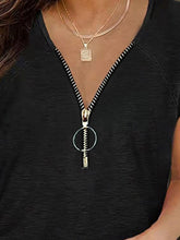 Load image into Gallery viewer, Full Size Half Zip Cap Sleeve T-Shirt