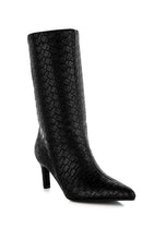 Load image into Gallery viewer, Mentha Woven Faux Leather Boots