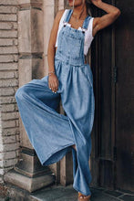 Load image into Gallery viewer, Distressed Wide Leg Denim Overalls