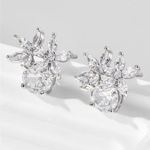 Load image into Gallery viewer, Zircon 925 Sterling Silver Flower Stud Earrings