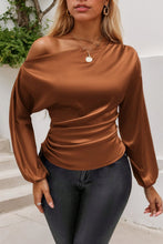 Load image into Gallery viewer, Drawstring One Shoulder Long Sleeve Blouse