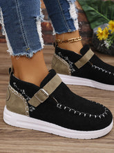 Cargar imagen en el visor de la galería, Contrast Round Toe Buckle Sneakers