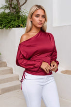 Load image into Gallery viewer, Drawstring One Shoulder Long Sleeve Blouse