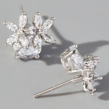 Load image into Gallery viewer, Zircon 925 Sterling Silver Flower Stud Earrings