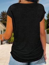 Load image into Gallery viewer, Full Size Half Zip Cap Sleeve T-Shirt